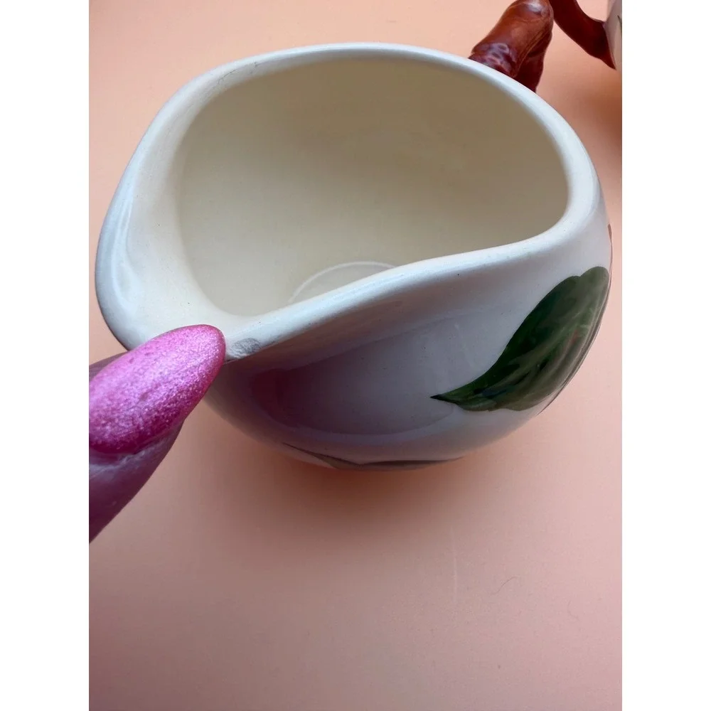 Franciscan Apple Creamer and Sugar Bowl Set Vintage Hand Painted Earthenware